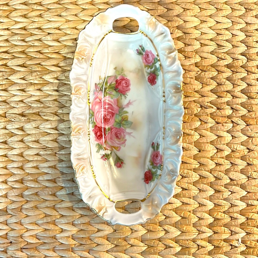 Antique porcelain floral bowl.